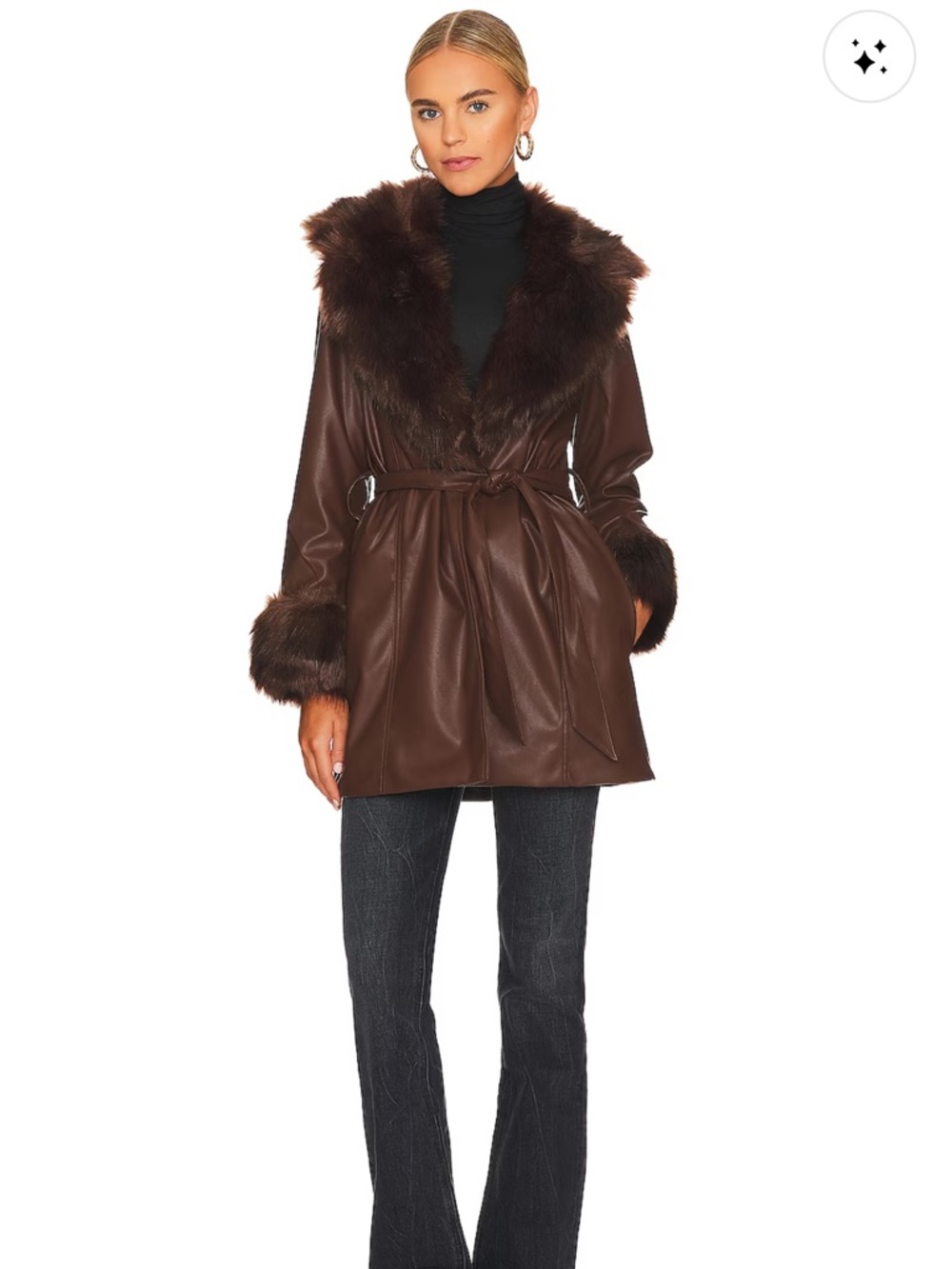 Show Me Your Mumu Penny Lane Faux Leather Jacket in Chocolate M